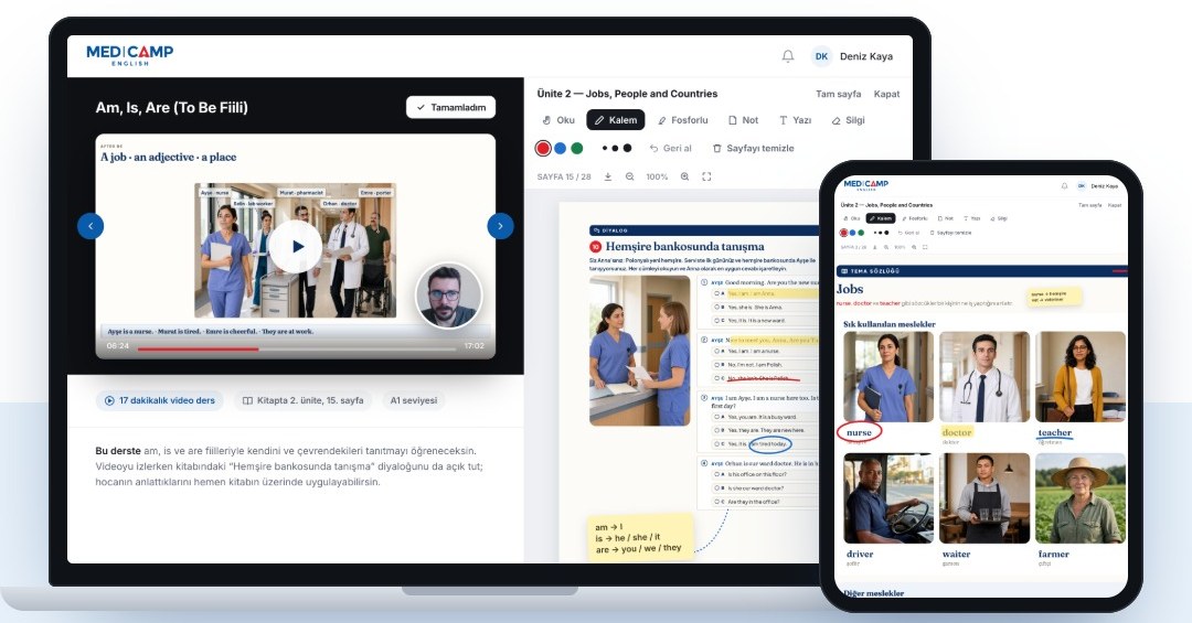 MEDCAMP İngilizce Portalı: video ders ve kitap aynı ekranda